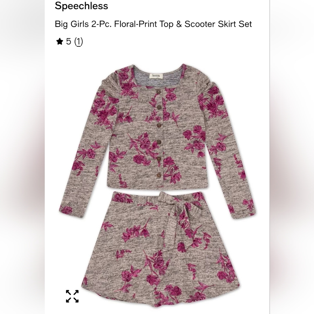 Speechless Kids Gray and Pink Matching Set